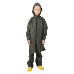 ☆ カーキ ☆ 130cm ☆ レインコート レインコート キッズ フード付き レインポンチョ レインパンツ ポンチョ パンツ 雨合羽 かっぱ 合羽 カッパ レインウェア 雨具 前開き 男の子 女の子 子供 子ども こども 女子 男子 ユニセックス 男女兼用