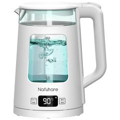 Nafuhare 電気ケトル 電気ポート ガラス 1.7L 1200W 【5色LEDライト付】 5段階温度調節 保温機能 空だき防止 自動電源オフ 大容量 光るケトル 湯沸かしケトル