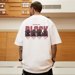 ネコTシャツ半袖トップス（ホワイトLサイズ/XLサイズ/2XL/3XL/4XL）春夏秋シンプルプリント洋服039