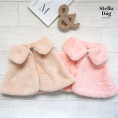 【閉店セール全品半額】フェイクファーコート　ケープ　ポンチョ　 マント　ピンク　ベージュ　秋冬　犬服