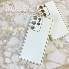 Galaxy S24 Ultra S23Ultra S23 S22 レザー 調 スマホ ケース 人気 新色 韓国 風 おしゃれ ゴールド ライン ギャラクシー くすみ カバー シンプル 高見え 上品 大人 女子 レモン ホワイト