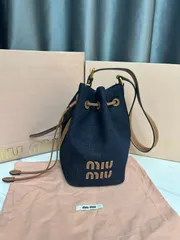 miumiuドローロープキャンバスバケツショルダーバッグ