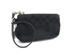 COACH コーチ シグネチャー キャンバス×レザー ワンハンドル ハンドバッグ ミニバッグ ポーチ 小物入れ ブラック系 DH6177