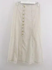 ◇ DURAS デュラス リネン混 フロントスリット ロング フレア スカート ライトベージュ系 レディース P  【中古】 【1210040000703】のサムネイル