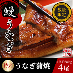 【4枚セット】特大！うなぎ蒲焼　1枚ずつ真空パック　土用の丑の日