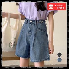 ウエスト調節可能 デニムショートパンツ 美脚 レディース ハイウエスト ショーパン ロールアップ 着やせ ボトムス レトロ デニム 短パン 細見え 裾ロールアップ オルチャン カジュアル ジーンズ ハーフパンツ 韓国風 CH86MINGTAI-001