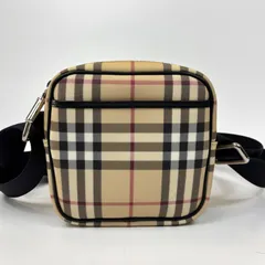 BURBERRY LONDON バーバリーロンドン ショルダーバッグ ミニ サコッシュ ノバチェック ロゴショルダー スクエア シルバー金具 ベージュ ブラック メンズ レディース PVC レザー