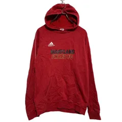 adidas プリント スウェット パーカー S レッド アディダス プルオーバー 裏起毛 ユナイテッドFC サッカー 古着卸 アメリカ仕入 a602-6013