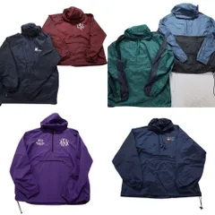 古着卸 まとめ売り アノラックパーカー ジャケット 6枚セット (メンズ L ) ワンポイント バイカラー フーディー 英文字 中古 古着 NB2723