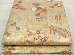 平和屋着物○上質な紬 横段花鳥文 正絹 逸品 AAAU8437zg