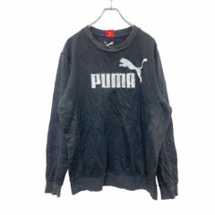PUMA ロゴスウェット トレーナー Lサイズ プーマ 刺繍 ブラック 古着卸 アメリカ仕入 t2406-3248