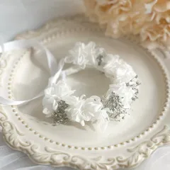 ペット用花冠　　ホワイト　白　犬　猫　うさぎ　花かんむり　アクセサリー　~platinum white~