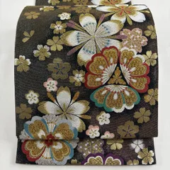 ゆりのはな　未使用品　袋帯　刺繍入り　紋衣装　切嵌模様　六通柄　正絹　I807 ゆりのはな 未使用品 袋帯 刺繍入り 紋衣装 切嵌模様 六