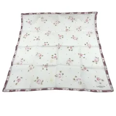 LANVIN PARIS　ランバン ハンカチ　スカーフ　花　フラワー　ライトピンク系　コットン