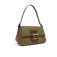 FENDI フェンディ ズッキーノ ミニマンマバケット PVCレザー ハンドバッグ セミショルダーバッグ 8BR180 ゴールド金具