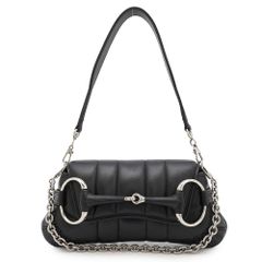 グッチ ハンドバッグ ホースビット HORSEBIT レザー 764339 GUCCI 2way チェーンバッグ 黒