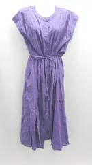 ◇ ⊂◎●未使用● Factor= ファクターイコール ウエスト紐 半袖 ロング ワンピース サイズF パープル レディース E  【1503060038659】