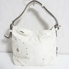 美品 COACH コーチ レザー スタッズ ショルダーバッグ F16178 ホワイト レディース 古着 中古 USED