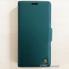 iPhone 14 / 13 手帳型 スマホ ケース サイドマグネット式 エメラルド グリーン 緑色 緑 スキミング防止 高級PUレザー CaseMe