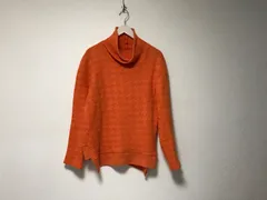 本物アンルートeNROUTEユナイテッドアローズウールコットンタートルネック変形デザイン柄ニット長袖セーターメンズサーフミリタリーアメカジビジネススーツドレスストリートスケーターゴルフオレンジ2M日本製