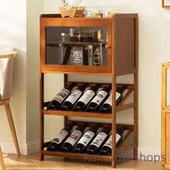 【新品未使用】です竹製酒 棚 収納コンパートメント付き お酒 棚 ボトルラック ワインラックワイン収納ラック ウイスキー 棚 お酒収納ラッ