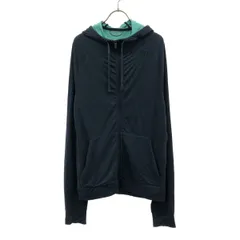 NIKE ナイキ ロゴ刺繍 長袖 ジップパーカー M ネイビー DRI-FIT トレーニング メンズ 古着