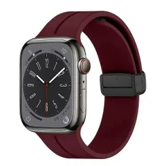 Apple Watch バンド シリコン マグネット ワインレッド 高品質 簡単 着脱 スポーツ 運動 ラバー ベルト series 3 4 5 6 7 8 9 se 38 40 41 42 44 45 49 mm