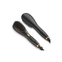 ストレートブラシ ブラシアイロン 【80℃～230℃温度調節&マイナスイオン機能】 ヘアアイロン LEDパネル 静電気防止 火傷防止 16段階温度調節可能 MAX230℃ ツヤ感UP ヒートブラシ つやのある髪 電熱ヘアブラシ 自動ロック機能 自動オフ機能 1