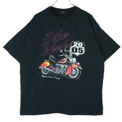 BikeWeek2005フロリダ半袖TシャツバイクTシャツBIKEモーターサイクルバイカー黒ブラックフェードレトロフロントプリントvintageヴィンテージ40302