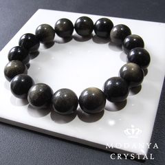 [beads583]ゴールドシーンオプシディアン12mm ブレスレット 16粒（天然石/ビーズ）