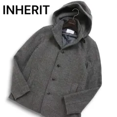 INHERIT インヘリット 秋冬 ウール混★ フード着脱可 ショート コート Sz.M メンズ 灰 グレーのサムネイル