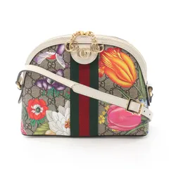 グッチ GUCCI ショルダーバッグ オフィディア GGスプリーム 499621 ベージュ/ホワイト 花柄 PVCコーティングキャンバス レザー オフィディア スモール ショルダーバッグ レディース Used A