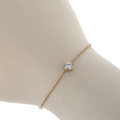 K18YG イエローゴールド ブレスレット ダイヤモンド 0.15ct 1粒 ベゼルセット シンプル 18cm【新品仕上済】【zz】【中古】