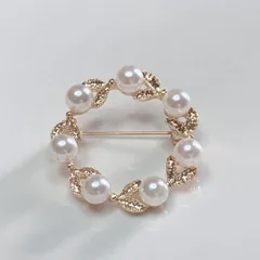 パール リーフ サークル フォーマル ブローチ コサージュ ストールピン 卒業式 入学式 ワンポイント