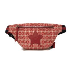 GUCCI グッチ スター インターロッキングG ウエストポーチ GG ダブルG 総柄 ウェブ ストライプ シェリー コットン カーフ クロスボディ ショルダーバッグ 未使用 チルドレンズ レッド ボディバッグ 502095 FABBD 6479