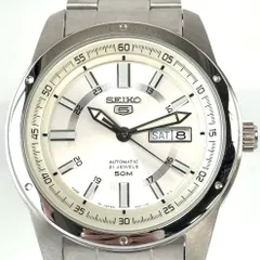 【未使用】セイコー　セイコーファイブ　セイコー5　SNKN09J1　自動巻　シルバー　裏スケ　デイデイト