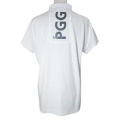 パーリーゲイツ PEARLY GATES PGG ポロシャツ 半袖 ゴルフウェア ロゴ プリント 2 M相当 白 ホワイト /X
