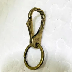 真鍮 キーホルダー キーリング カラビナ フック ストラップ 二重リング付き