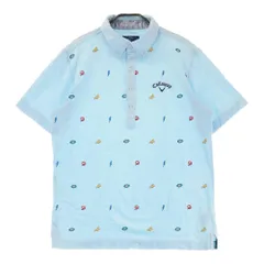 サイズ：L CALLAWAY キャロウェイ  半袖ポロシャツ ボタンダウン ストライプ柄 ブルー系 [240101449930] ゴルフウェア メンズ ストスト