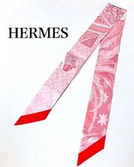 【ほぼ未使用】HERMES エルメス シルク100% ツイリー Cheval Phoenix 馬と不死鳥 スカーフ ピンク レディース 2A48