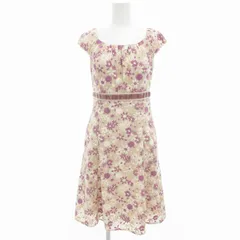 トッカ TOCCA 美品 25周年 洗える フィールドシックウィード FIELD CHICKWEED ドレス ワンピース 花刺繍 ひざ丈 00 ピンク系 /UO