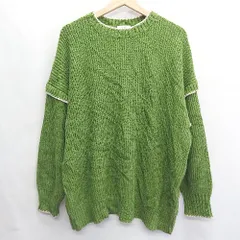 ◇ ⊇ LOWRYS FARM リブ編み 長袖 ニット サイズF グリーン レディース E  【1409100009729】