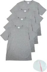 ＬｉｂＥｒｉｏ インナーシャツ メンズ 綿100％ 半袖 クルーネック 無地 速乾 吸汗 tシャツ やわらか肌着 4枚組 白 黒 洗濯ネット付き ＸＬ( グレー,  XL)