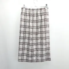 ◇ Θ MERCURYDUO ウエストゴム チェック柄 ひざ下丈 タイト スカート サイズF ブラウン系 レディース E  【1505290044448】