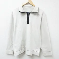 L/古着 ギャップ GAP 長袖 ハーフジップ スウェット メンズ 00s 無地 襟付き 白 ホワイト 25mar22 中古 スエット トレーナー トップス