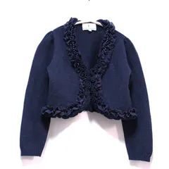【キッズ】KUMIKYOKU クミキョク ラメフリルボレロカーディガン ネイビー サイズL 洗える 女の子 ガール /240410004
