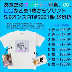 オリジナル写真　画像　白Tシャツ　1枚、A4サイズプリント