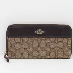 美品 コーチ ブラウン/茶 シグネチャーラウンド長財布 ファッション・ブランド小物 2000000 NSK KTU