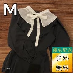 【送料無料】【古着未使用】レディース ワンピース ブラック 襟付き Mサイズ 洗濯タグなし A1443