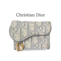Christian Dior クリスチャン ディオール CD サドル コンパクトウォレット 三つ折り ミニ 財布 オブリーク トロッター ジャガード グレー